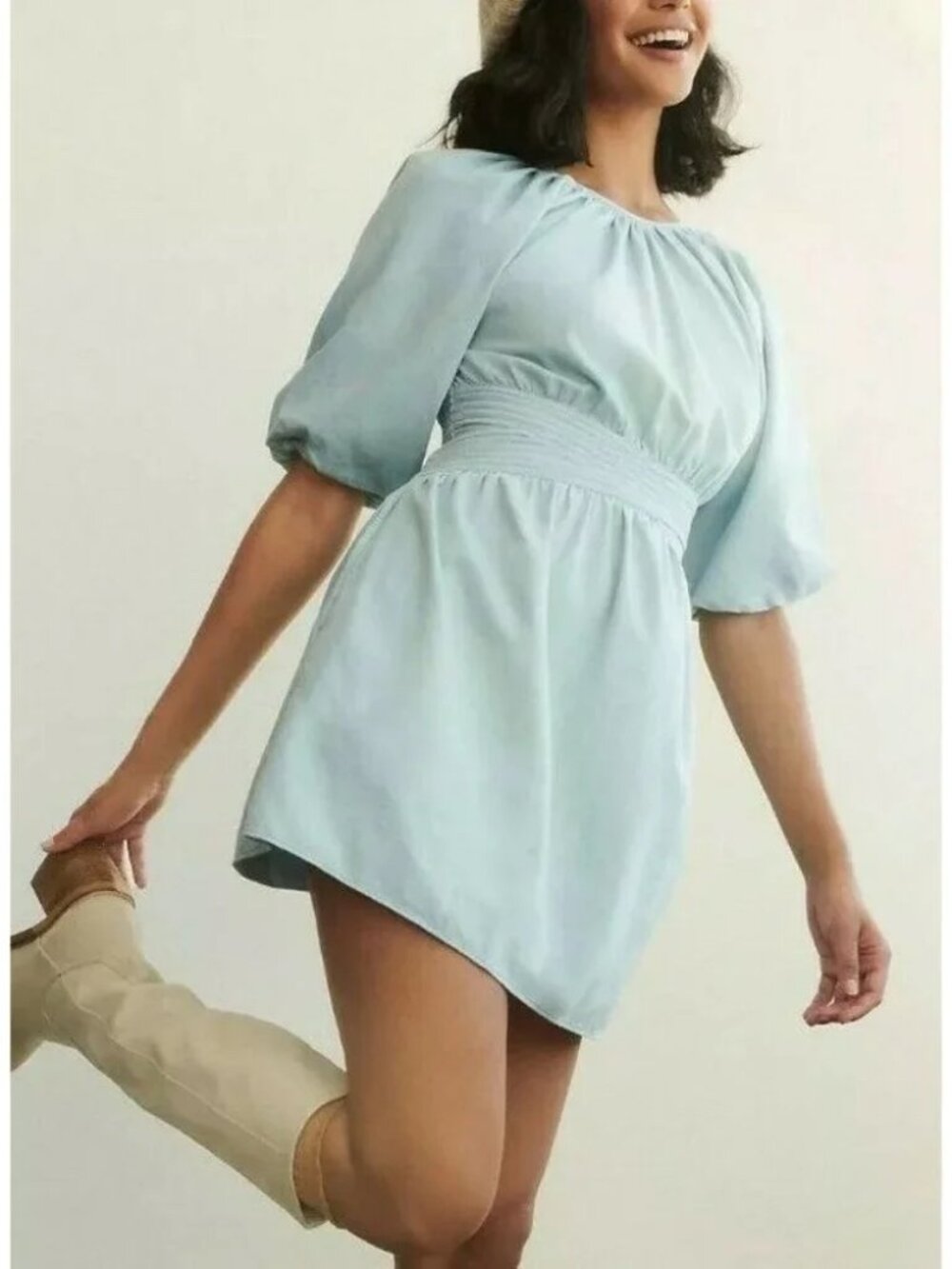 Anthropology | Love The Label Denim Puff Sleeve Mini Dress  Size - M